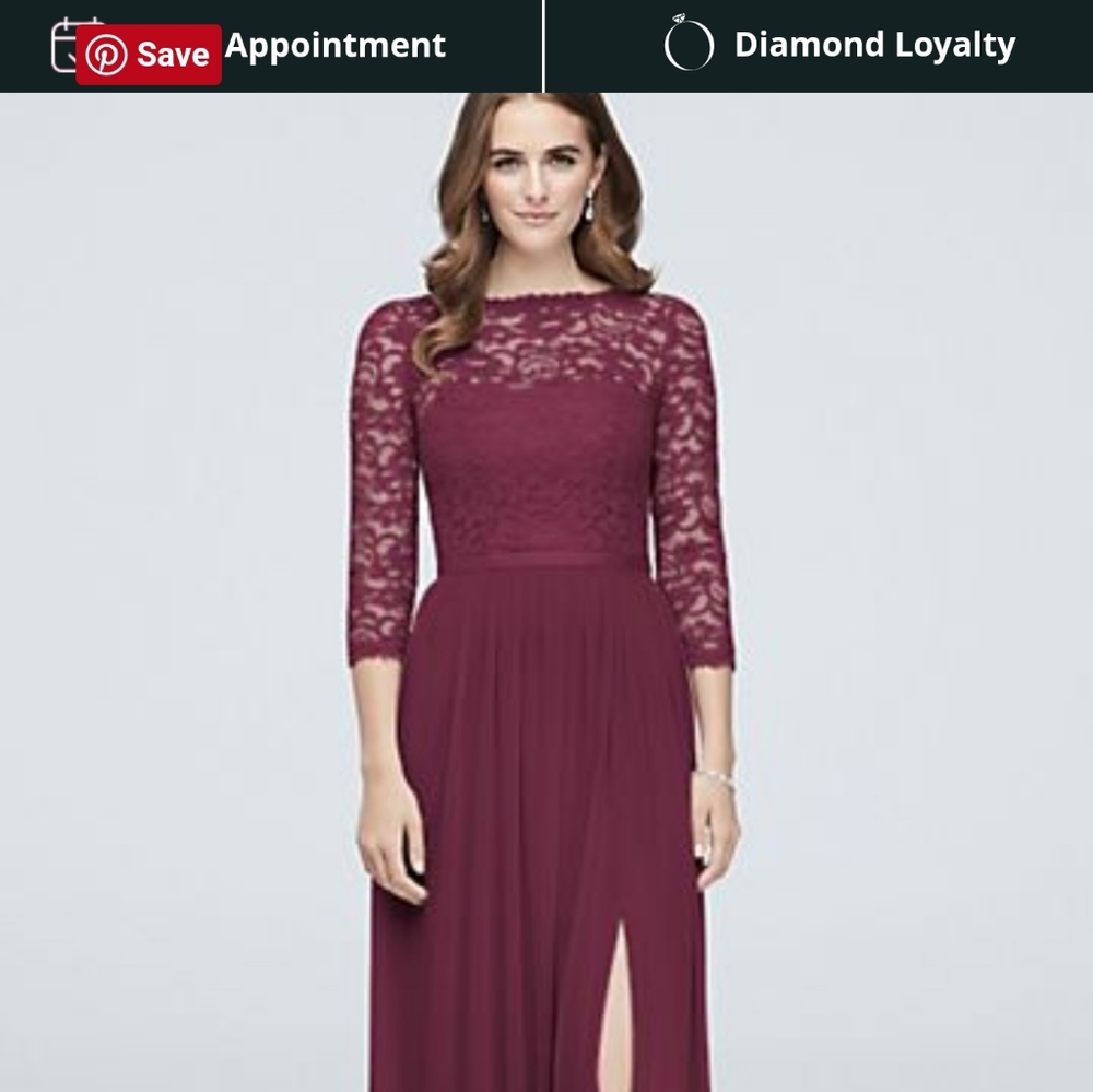 3/4 Sleeve Wine David's Bridal bridesmaid dress